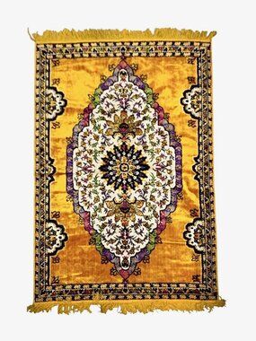 Rug French Floral Medallion Design Cotton Rayon Blend Vintage Boho Decor